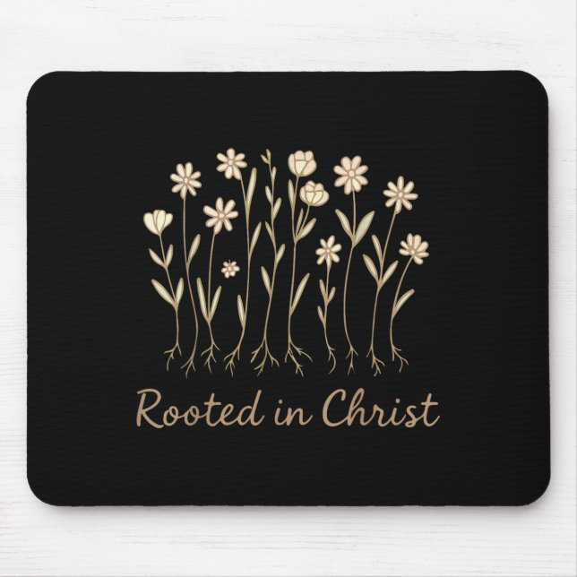 Rooted In Christ Flowers Christian Girl God Daught Mouse Mat (Front)