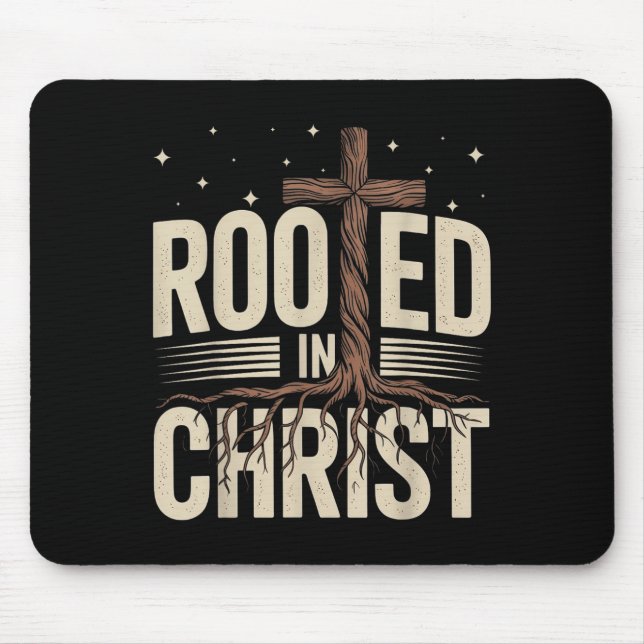 Rooted In Christ Jesus Cross Christian Faith Relig Mouse Mat (Front)