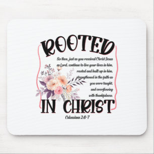 Rooted In Christ Preppy Floral Jesus Christian Fai Mouse Mat