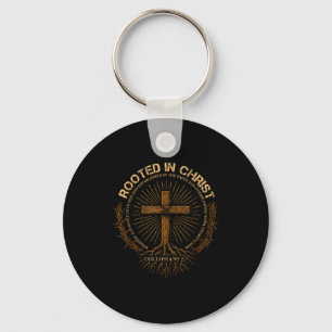 Rooted In Christ Shirt, Jesus Shirt, Vintage Cross Key Ring