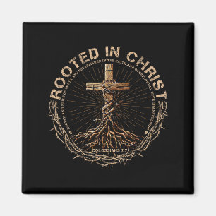 Rooted In Christ Shirt, Jesus Shirt, Vintage Cross Magnet