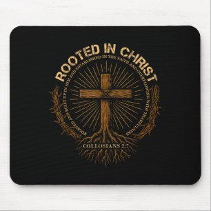 Rooted In Christ Shirt, Jesus Shirt, Vintage Cross Mouse Mat