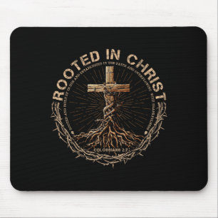 Rooted In Christ Shirt, Jesus Shirt, Vintage Cross Mouse Mat