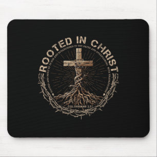 Rooted In Christ Shirt, Jesus Shirt, Vintage Cross Mouse Mat