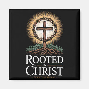 Rooted In Christ Tee Jesus Vintage Cross Christian Magnet