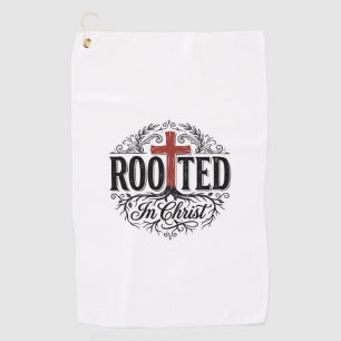 Rooted in Christ Vintage Christian Cross Design_1 Golf Towel