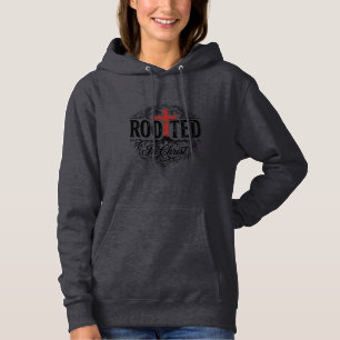 Rooted in Christ Vintage Christian Cross Design_1 Hoodie