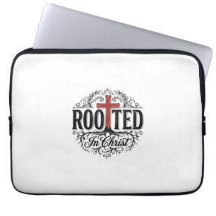 Rooted in Christ Vintage Christian Cross Design_1 Laptop Sleeve