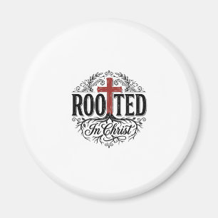 Rooted in Christ Vintage Christian Cross Design_1 Magnet