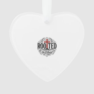 Rooted in Christ Vintage Christian Cross Design_1 Ornament