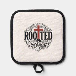Rooted in Christ Vintage Christian Cross Design_1 Pot Holder