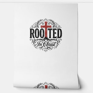 Rooted in Christ Vintage Christian Cross Design_1 Wallpaper