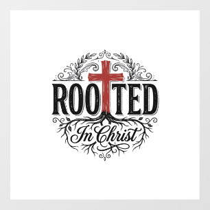 Rooted in Christ Vintage Christian Cross Design_1 Window Cling