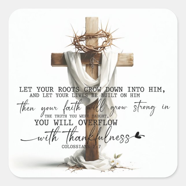 Rooted in Faith Artwork Square Sticker (Front)