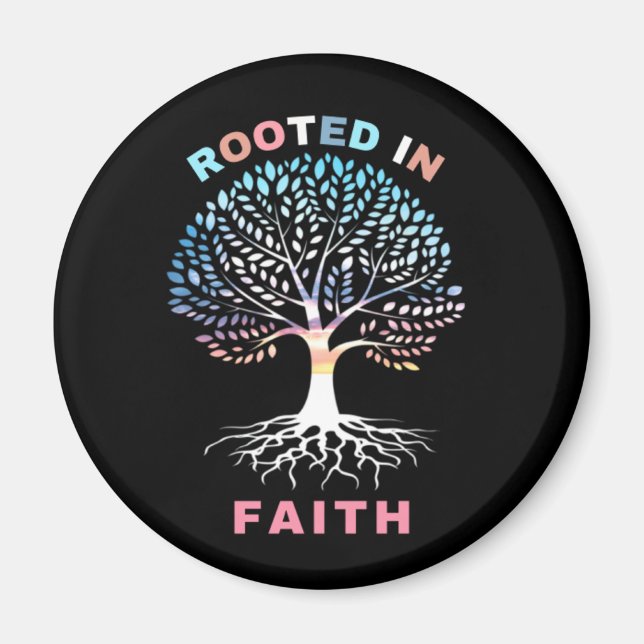 Rooted in Faith Tree Magnet (Front)