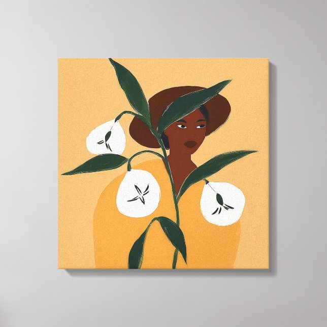 “Rooted in Grace” – Afrocentric Botanical Art Canvas Print (Front)