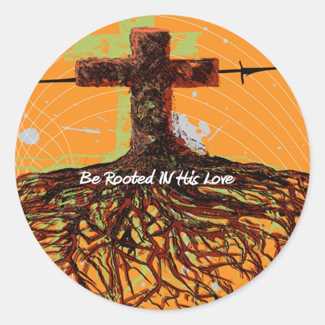 Rooted In His Love Classic Round Sticker (Front)