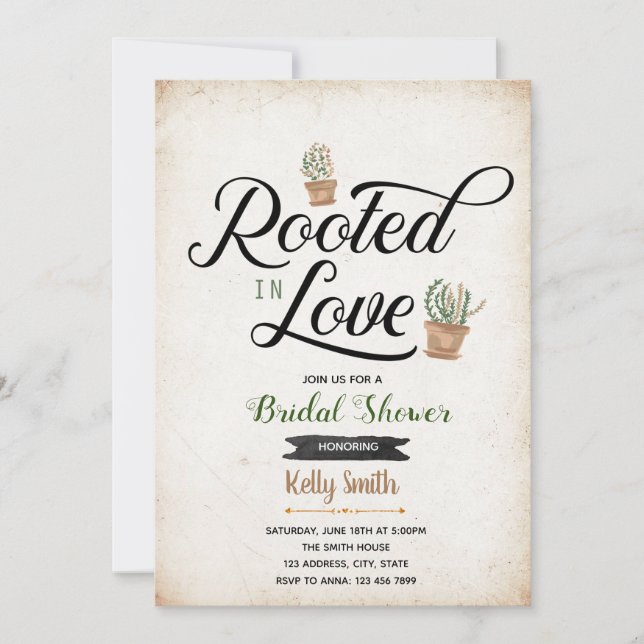 Rooted in love bridal shower invitation (Front)