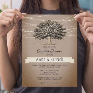 Rooted in Love Rustic Tree Lights Couple's Shower Invitation