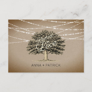 Rooted in Love Rustic Tree & Lights Wedding RSVP Card