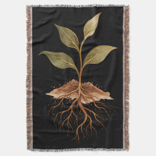Rooted Seedling Earthy Boho Plant Lover Gift Throw Blanket