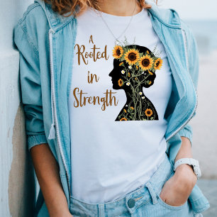 Rooted Strength Mum – Blooming Silhouette Art T-Shirt