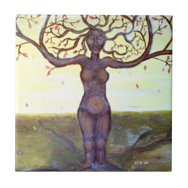 "Rooted" Tree Goddess Art Tile (Front)