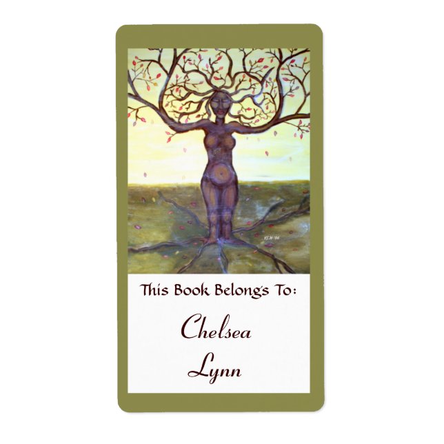 "Rooted" Tree Goddess Book Label (Front)