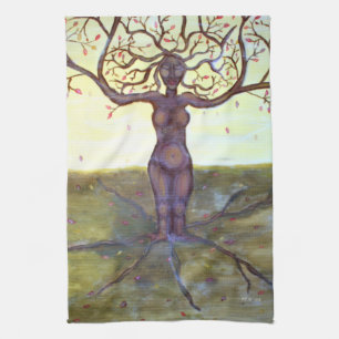 "Rooted" Tree Goddess Fantasy Art Tea Towel