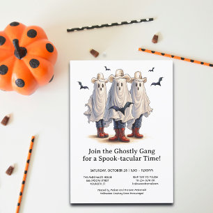 Rootin’ Tootin’ Cowboy Ghosts Western Halloween Invitation