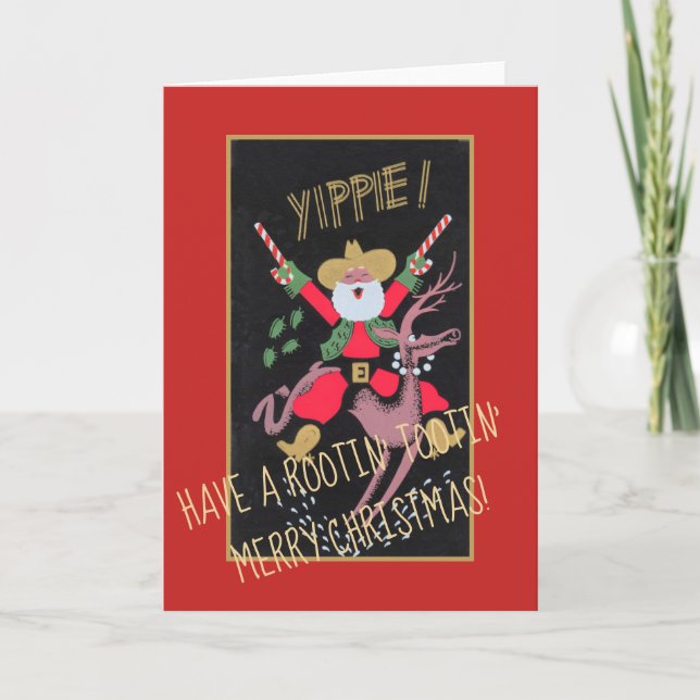 Rootin Tootin Cowboy Santa Holiday Card (Front)