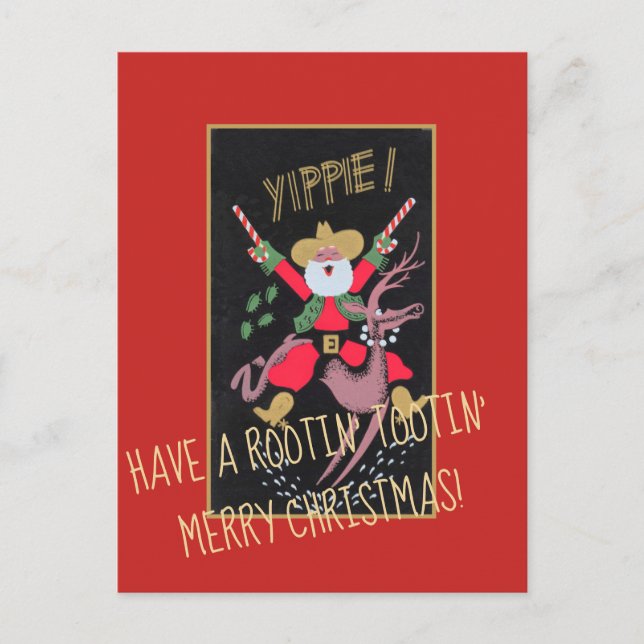 Rootin Tootin Cowboy Santa Holiday Postcard (Front)