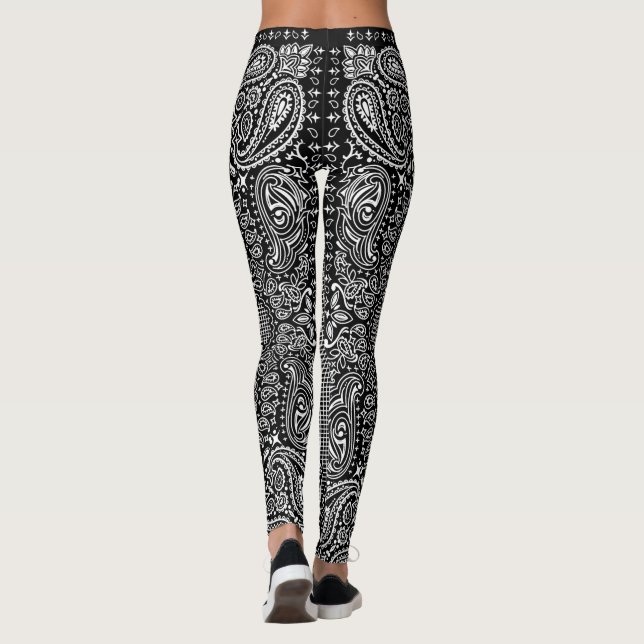 Root'n Toot'n Black and White Bandanna  Leggings (Back)