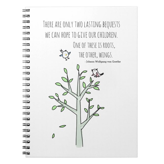 Roots and Wings Inspiring Parenting Quote Notebook (Front)