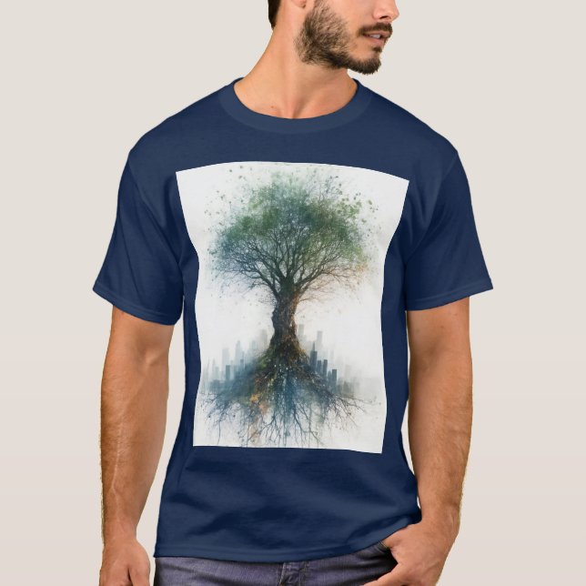 Roots Hold Hope Over City Spires gift T-Shirt (Front)