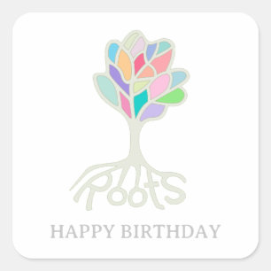 Roots. Nature-inspired design. Coloured Tree. Square Sticker