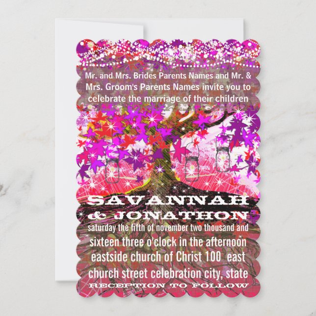 Roots of Love Romantic Oak Tree Wedding Invitation (Front)