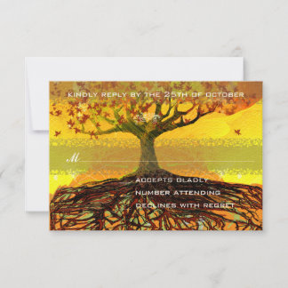 Roots of Love Romantic Tree Wedding RSVP Card