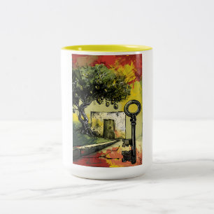 Roots of Resilience: Ancient Palestine Olive Tree Two-Tone Coffee Mug