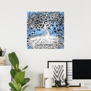 Roots Run Deep Original Art of Whimsical Tree Poster