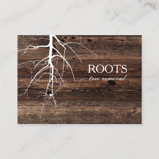 Roots tree wood board background Business Card (Front)
