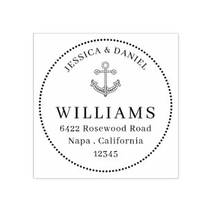 Rope Anchor Bold Family Name Custom Address Rubber Stamp