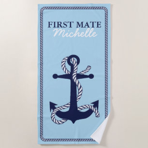 Rope and Anchor Navy First Mate ID402 Beach Towel