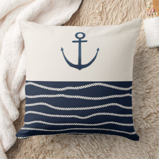 Rope and Anchor Pattern Throw Pillow