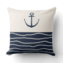 Rope and Anchor Pattern Throw Pillow