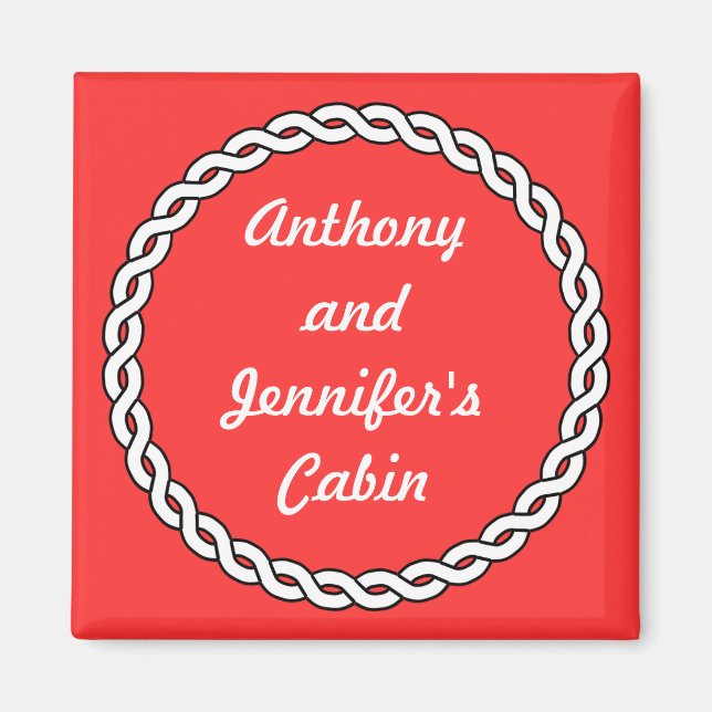 Rope Border Stateroom Door Marker red Magnet (Front)