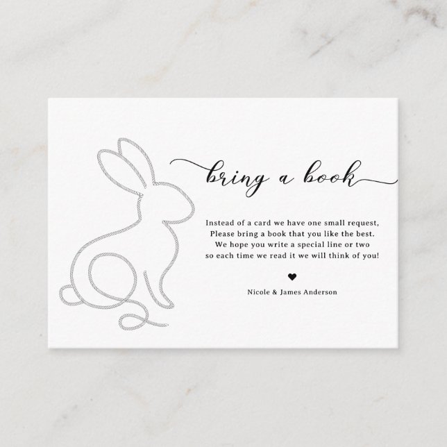 Rope Bunny Rabbit Minimal Modern 1st Birthday Enclosure Card (Front)