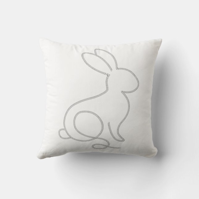 Rope Bunny Rabbit Minimal Modern Design Cushion (Back)