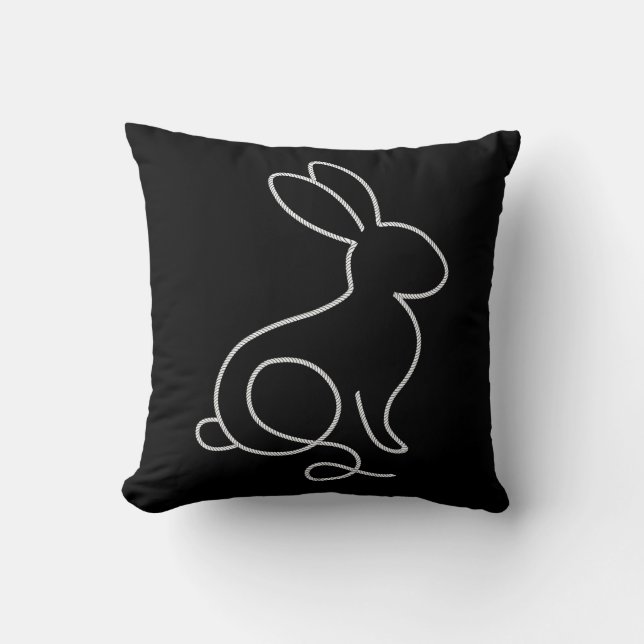 Rope Bunny Rabbit Minimal Modern Design Cushion (Front)