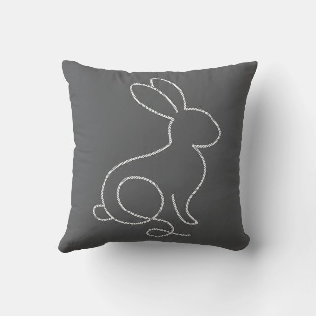 Rope Bunny Rabbit Minimal Modern Design Cushion (Back)